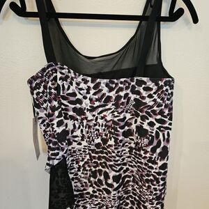 Animal Print Mesh Swim Top NWT